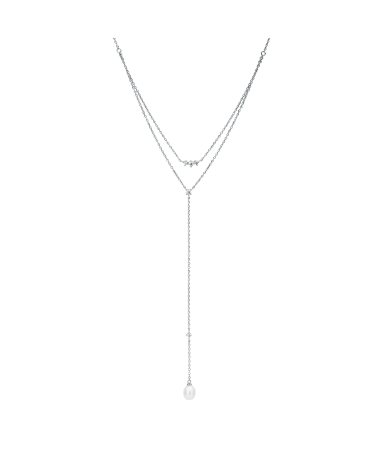 Hõbekett pärlist ripatsi ja tsirkoonidega