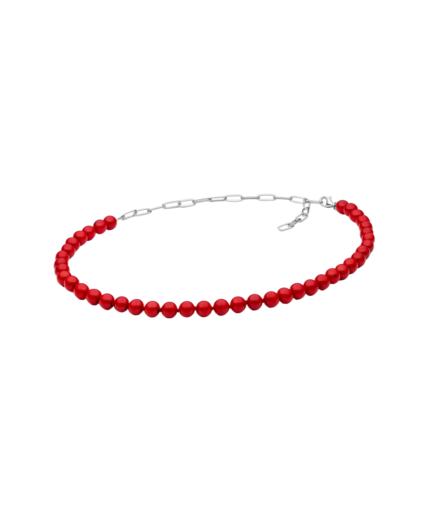 Коралловое колье с серебром