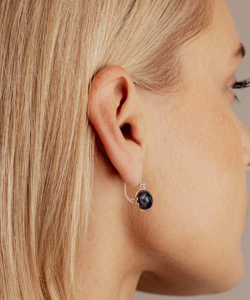 Серьги из золота с жемчугом и фианитами