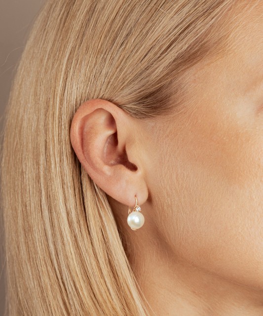 Kuldkõrvarõngad pärli ja tsirkooniga Goldinga SKG20491EL-W