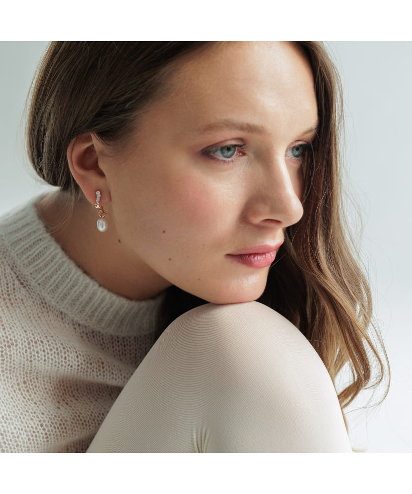 Kullatud Hõbekõrvarõngad pärlite ja tsirkoonidega