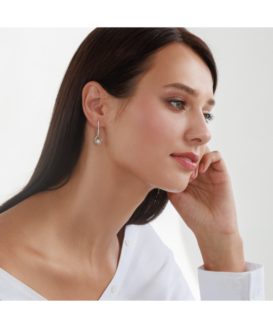 Hõbekõrvarõngad pärlite ja tsirkoonidega