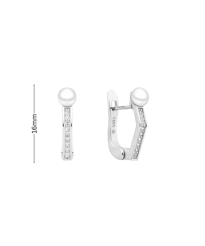 Hõbekõrvarõngad pärlite ja tsirkoonidega