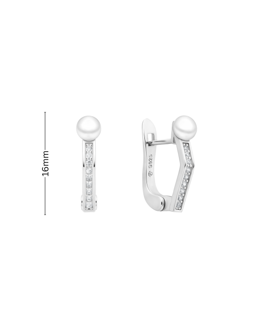 Hõbekõrvarõngad pärlite ja tsirkoonidega