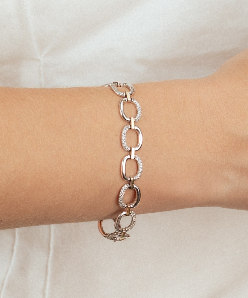 Hõbekäevõru tsirkoonidega kullatud