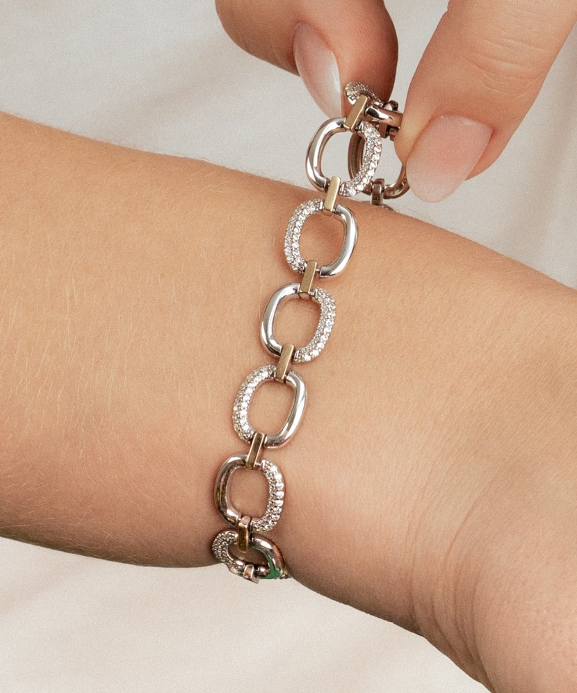 Hõbekäevõru tsirkoonidega kullatud