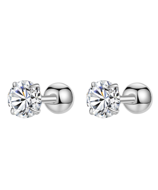 Серьги из серебра с цирконами 6mm