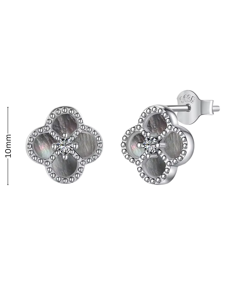 Hõbekõrvarõngad pärlmutri ja tsirkoonidega