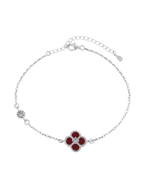 Hõbedane käevõru tsirkoonide ja pärlmutteriga