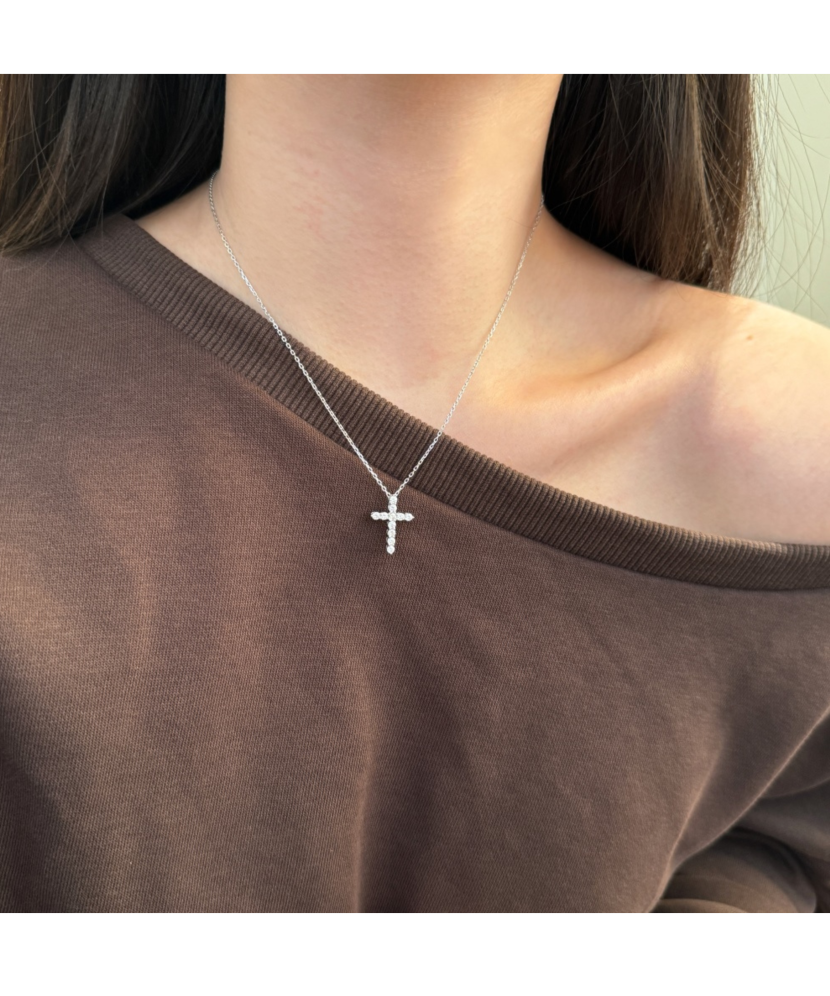 Серебряная цепочка с подвеской из циркона