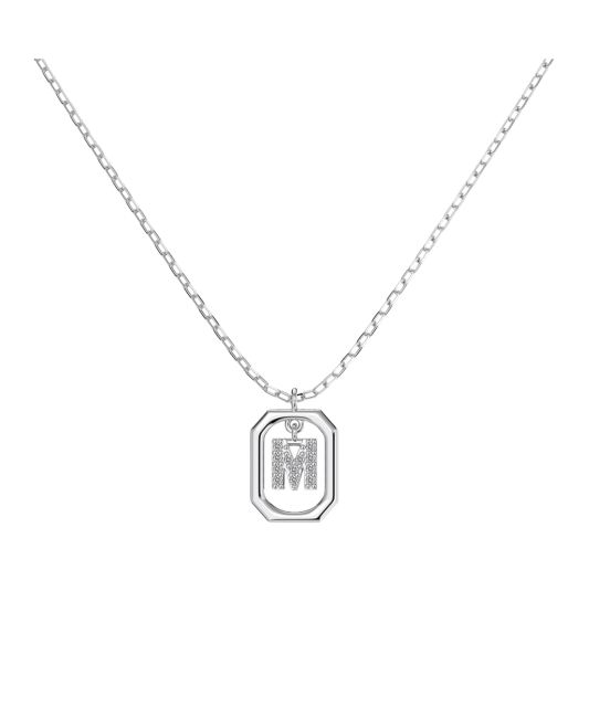 Hõbedane kett tsirkooniga ripatsiga "Täht M"