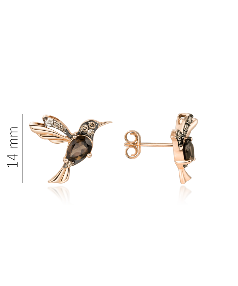 Kullakõrvarõngad suitsukvartsi ja teemantidega