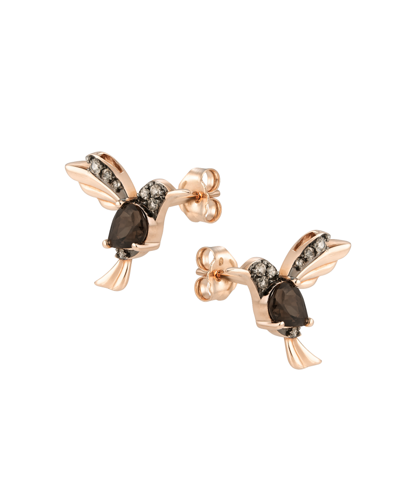 Kullakõrvarõngad suitsukvartsi ja teemantidega