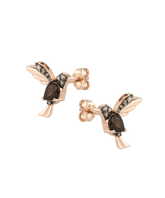 Kullakõrvarõngad suitsukvartsi ja teemantidega