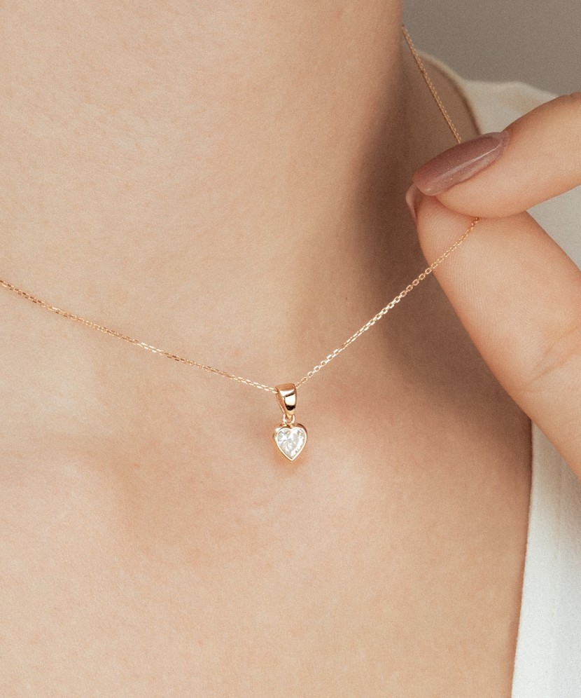 Золотой подвеска с цирконом "Сердечко"