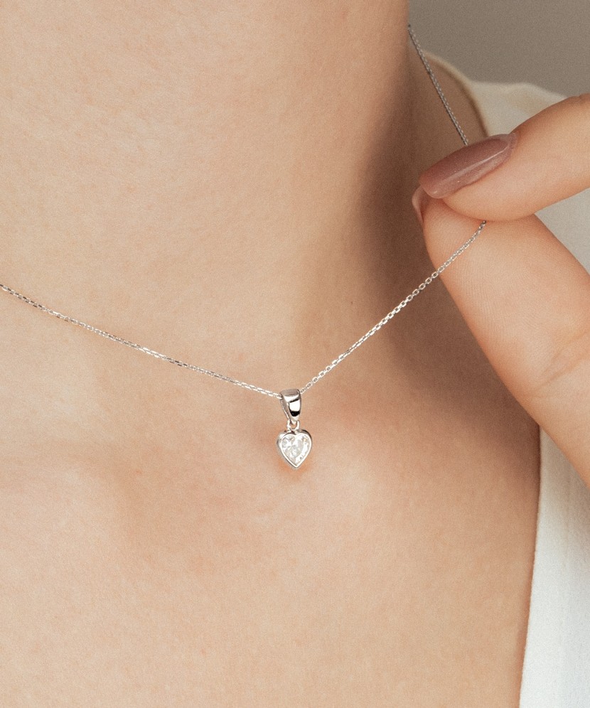 Подвеска из белого золота с цирконом "Сердечко"
