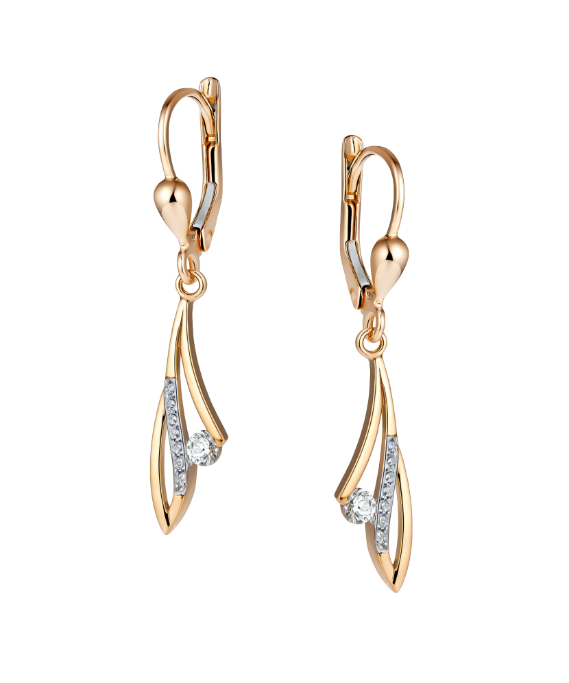 Золотые серьги с цирконами