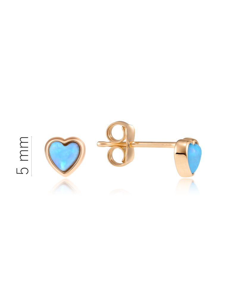 Золотые серьги с опалом "Сердечки"