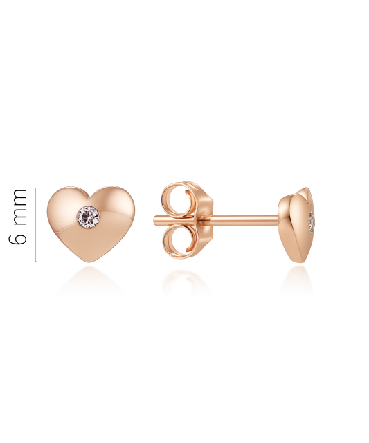 Золотые серьги с бриллиантами "Сердечко"