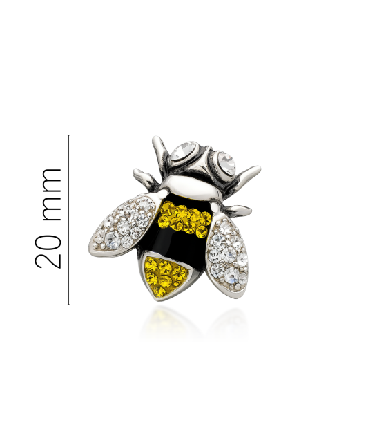 Серебряная брошь с цирконами "Пчела"