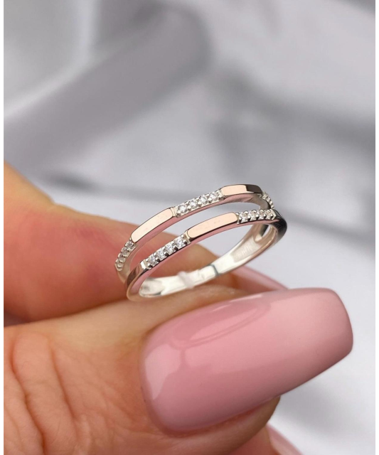 Hõbesõrmus kullatud tsirkoonidega