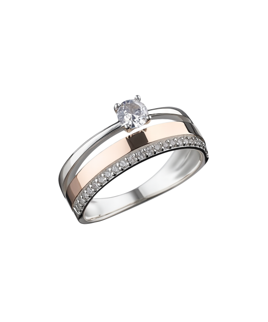 Hõbesõrmus kullatud tsirkoonidega