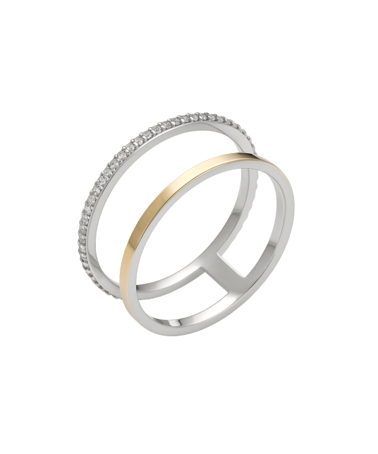 Кольцо из позолоченного серебра с цирконами