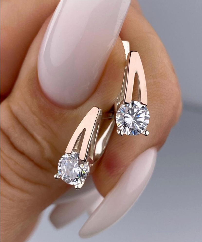 Серьги из позолоченного серебра с цирконами