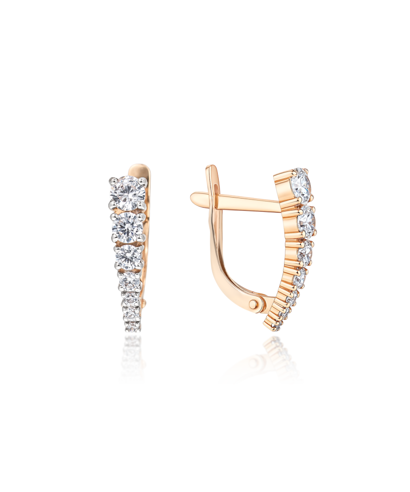 Золотые серьги с кристаллами