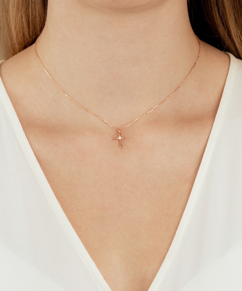 Золотой подвеска с бриллиантами "Крестик"