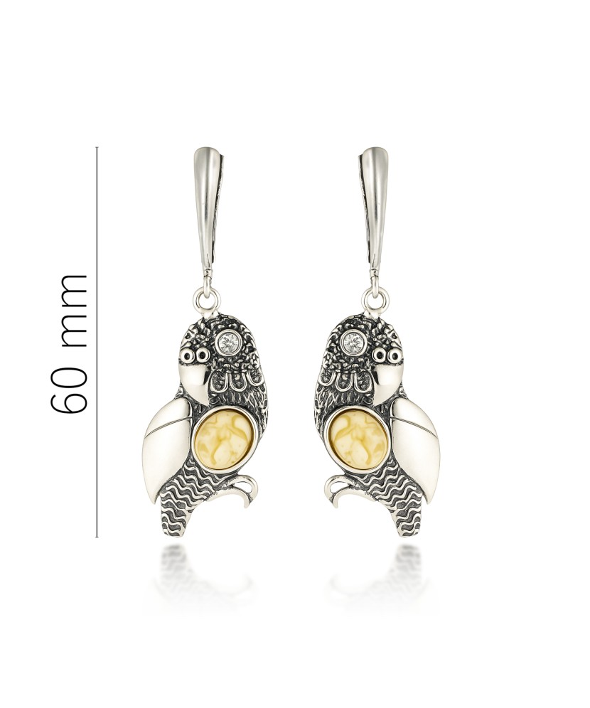 Hõbekõrvarõngad merevaiguga