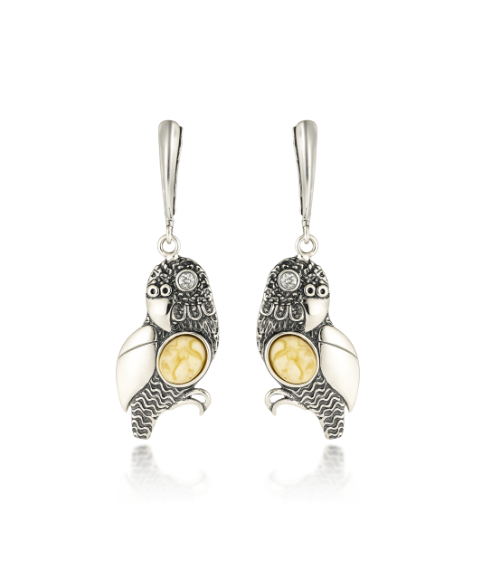 Hõbekõrvarõngad merevaiguga