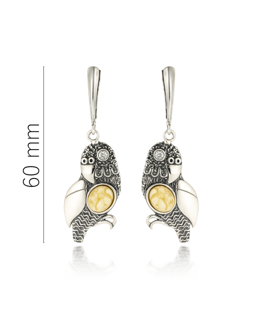 Hõbekõrvarõngad merevaiguga