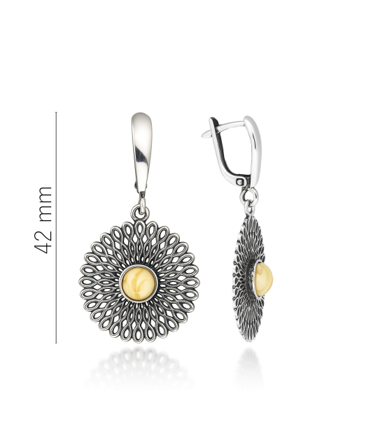 Hõbekõrvarõngad merevaiguga