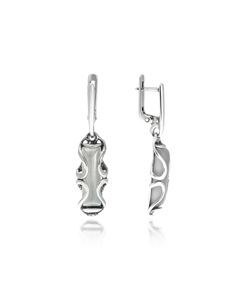 Hõbekõrvarõngad kassisilma kiviga