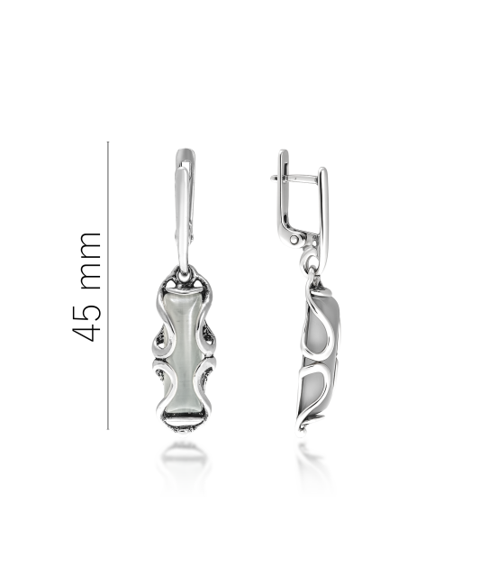 Hõbekõrvarõngad kassisilma kiviga