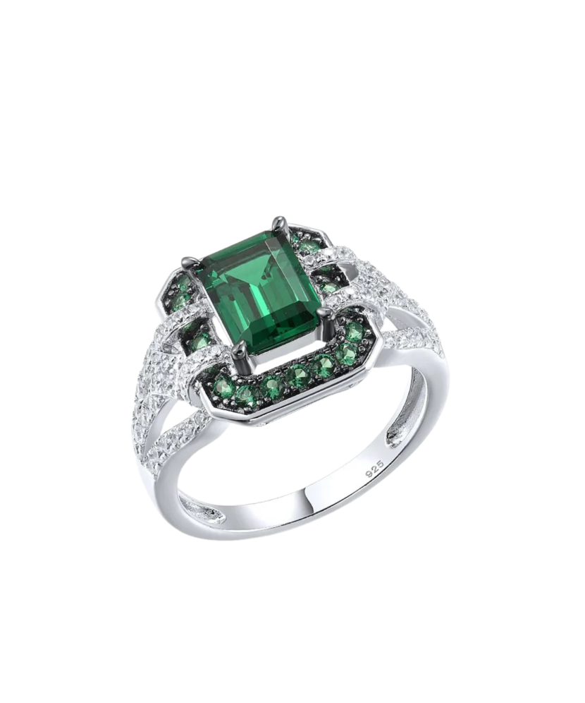 Hõbesõrmus tsirkoonidega ja spinelliga