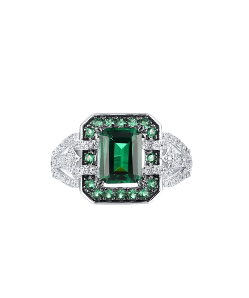 Серебряное кольцо со шпинелями и цирконами