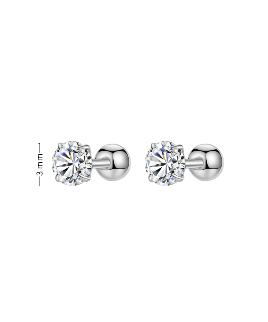 Серьги из серебра с цирконами 3mm