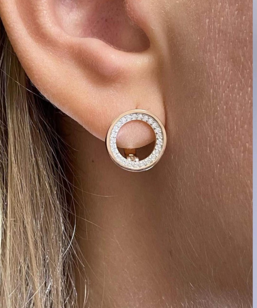 Hõbekõrvarõngad kullatud tsirkoonidega