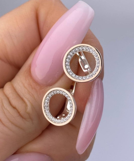 Hõbekõrvarõngad kullatud tsirkoonidega