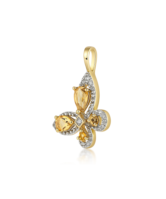 Kollase kulla ripats teemantide ja tsitriinidega