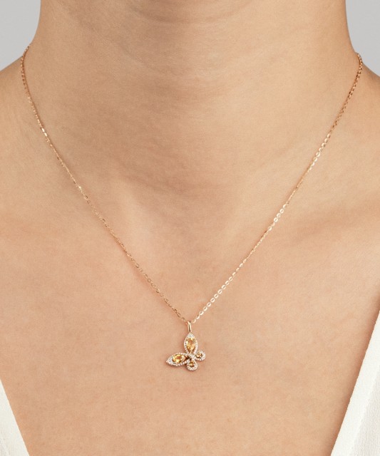 Kollase kulla ripats teemantide ja tsitriinidega