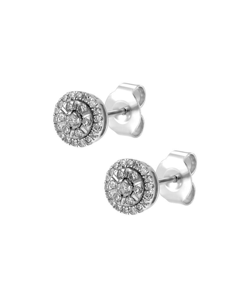 Valgest kullast kõrvarõngad teemantidega