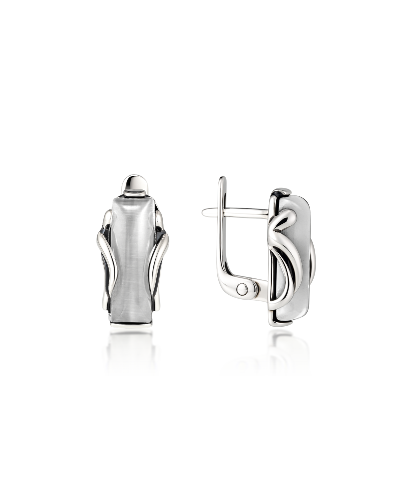 Hõbekõrvarõngad kassisilma kiviga