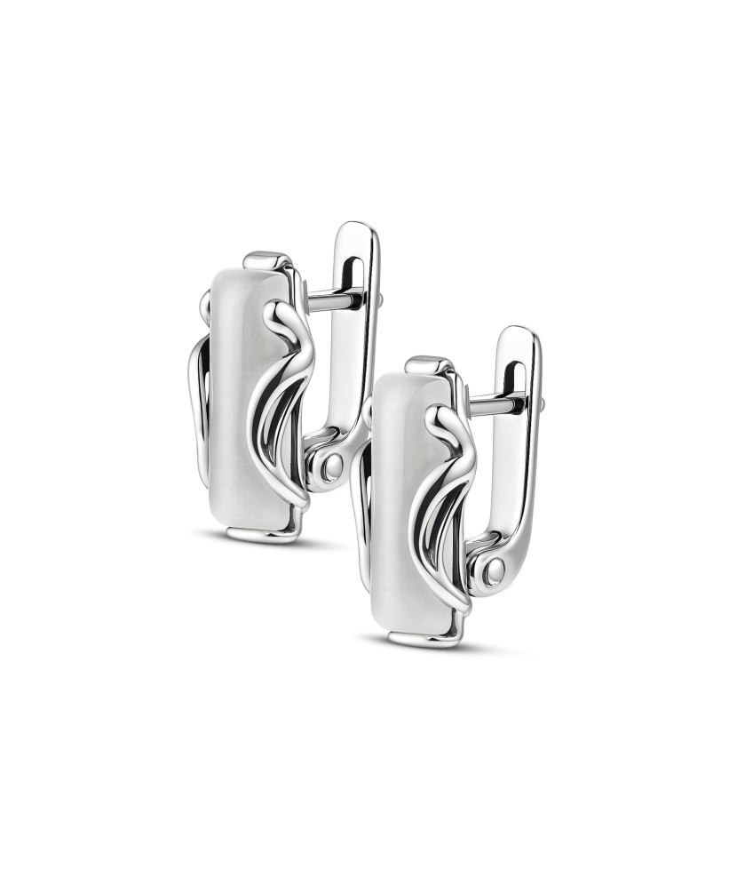 Hõbekõrvarõngad kassisilma kiviga