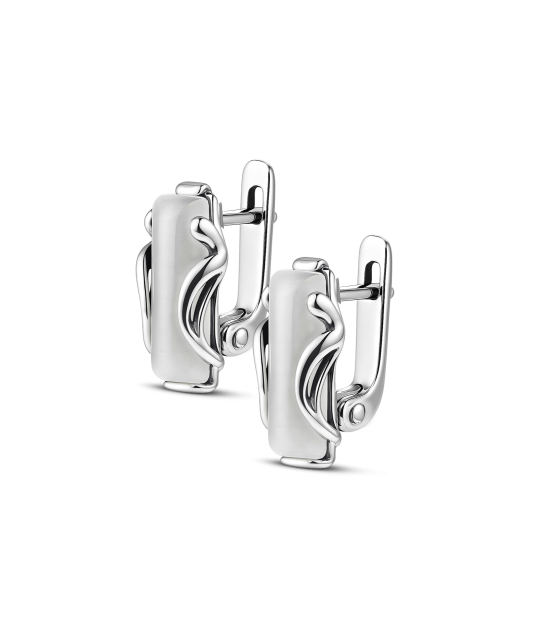 Hõbekõrvarõngad kassisilma kiviga