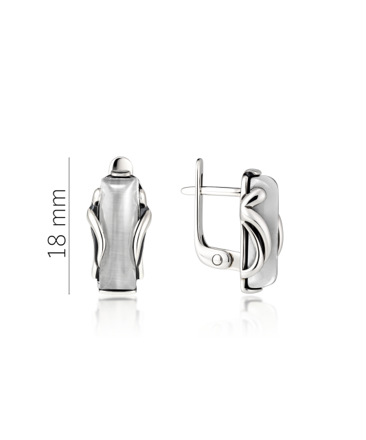 Серьги из серебра с камнем кошачий глаз