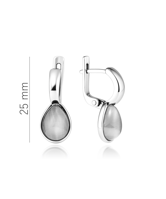 Серьги из серебра с камнем кошачий глаз