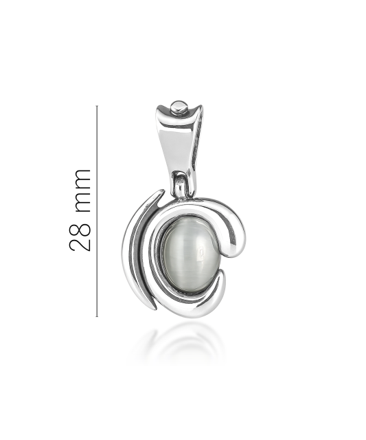 Серебряный подвеска с камнем кошачий глаз